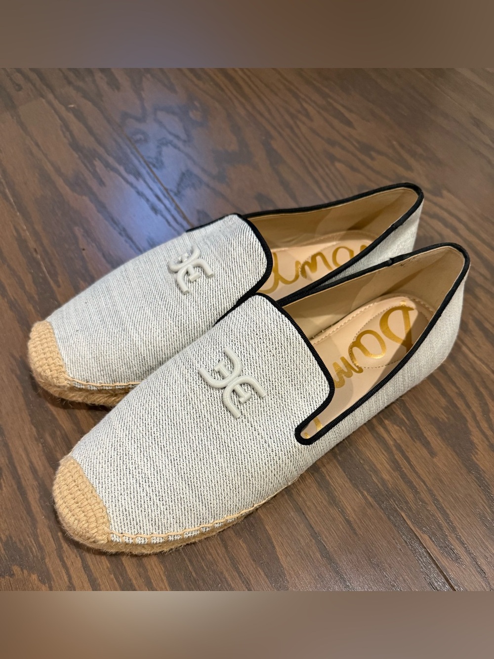 NWOT Sam Edelman Cream Espadrilles with Black Trim